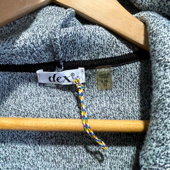 Sz.M/L-NWOT- DEX- Hooded Open Cardigan Grey w/Black Trim. - Picture 8 of 10